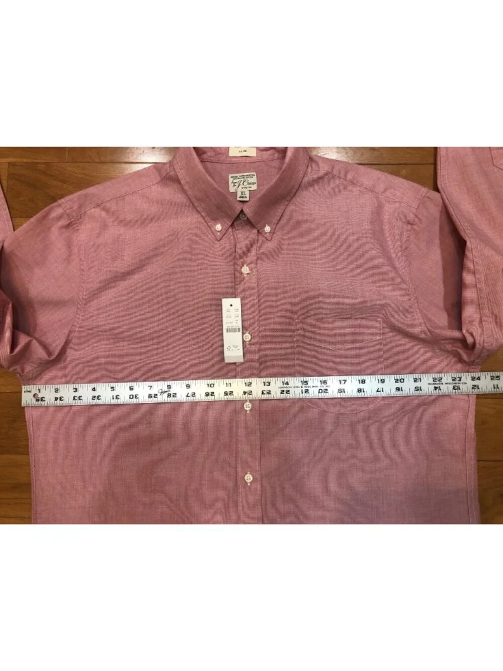 NWT J Crew Slim Organic Cotton Stretch Secret Wash Button Front Red Shirt Preppy